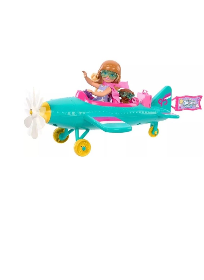 Chelsea Can Be… Plane Doll & Playset, 2-Seater Aircraft with Spinning Propellor & 7 Accessories