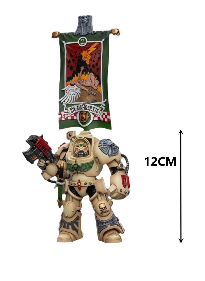 JOYTOY Warhammer 40,000 Action Figure, Dark Department Deathwing Flag Bearer Equipped with Company Flag, 4.7 Inch 1/18 Warhammer 40K Series Model, Unisex, Adult, New Year Festival, Birthday Gift, Suitable for Children 15 Years Old and Above