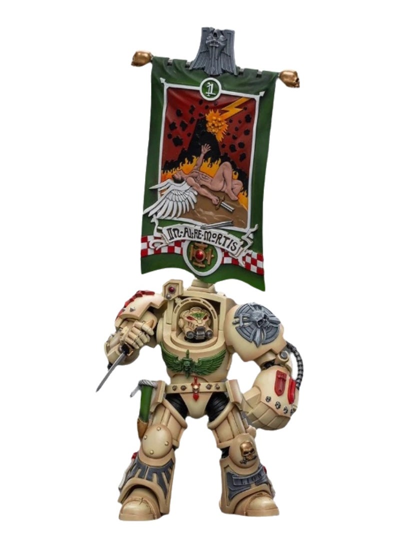 JOYTOY Warhammer 40,000 Action Figure, Dark Department Deathwing Flag Bearer Equipped with Company Flag, 4.7 Inch 1/18 Warhammer 40K Series Model, Unisex, Adult, New Year Festival, Birthday Gift, Suitable for Children 15 Years Old and Above