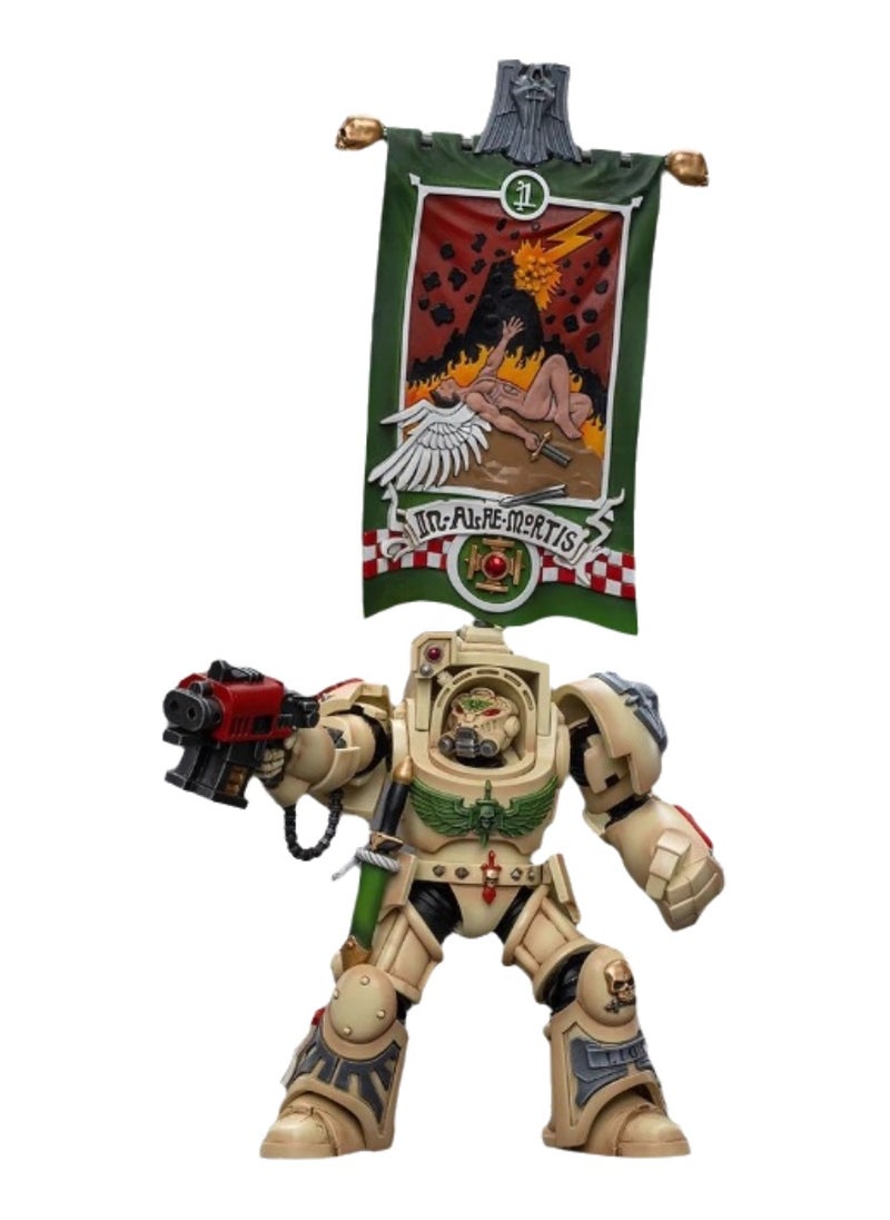 JOYTOY Warhammer 40,000 Action Figure, Dark Department Deathwing Flag Bearer Equipped with Company Flag, 4.7 Inch 1/18 Warhammer 40K Series Model, Unisex, Adult, New Year Festival, Birthday Gift, Suitable for Children 15 Years Old and Above