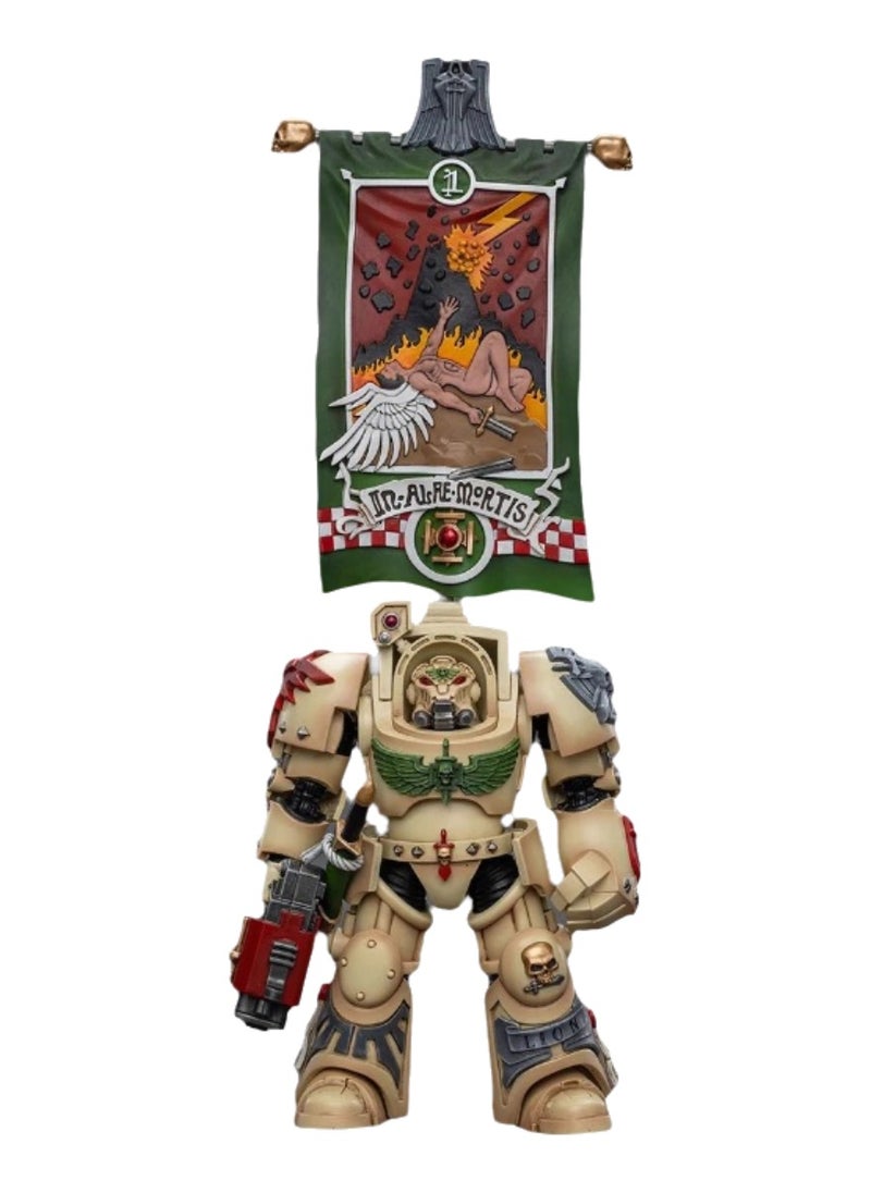 JOYTOY Warhammer 40,000 Action Figure, Dark Department Deathwing Flag Bearer Equipped with Company Flag, 4.7 Inch 1/18 Warhammer 40K Series Model, Unisex, Adult, New Year Festival, Birthday Gift, Suitable for Children 15 Years Old and Above