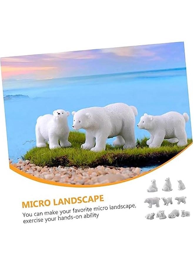 10 Pcs Micro Landscape Decoration Mini Animals  Decorations Bling Decor Arctic Animal Figures Toy  Bears Figurines Nativity Animals Figurines Miniature Polar Bear