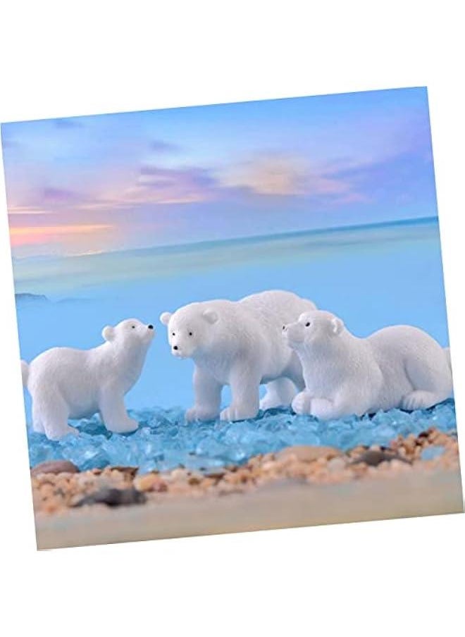 10 Pcs Micro Landscape Decoration Mini Animals  Decorations Bling Decor Arctic Animal Figures Toy  Bears Figurines Nativity Animals Figurines Miniature Polar Bear