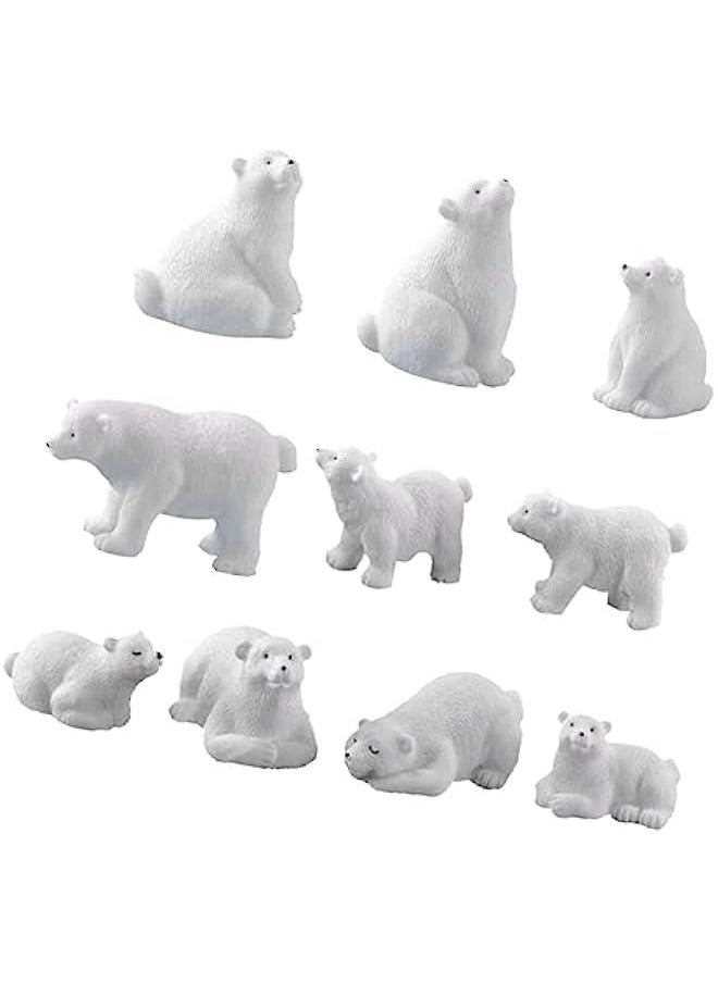 10 Pcs Micro Landscape Decoration Mini Animals  Decorations Bling Decor Arctic Animal Figures Toy  Bears Figurines Nativity Animals Figurines Miniature Polar Bear