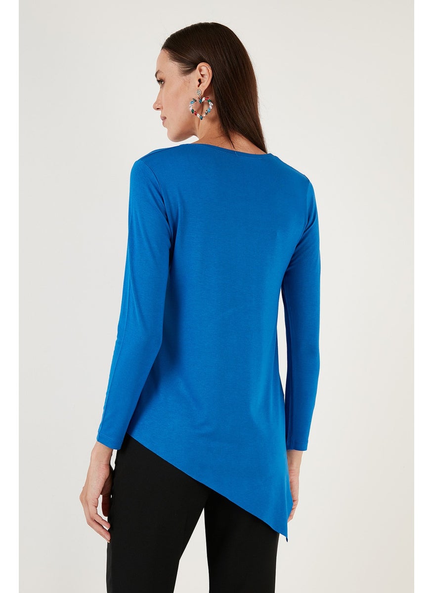 Asymmetrical Cut Crew Neck Blouse Women's Blouse 5863545