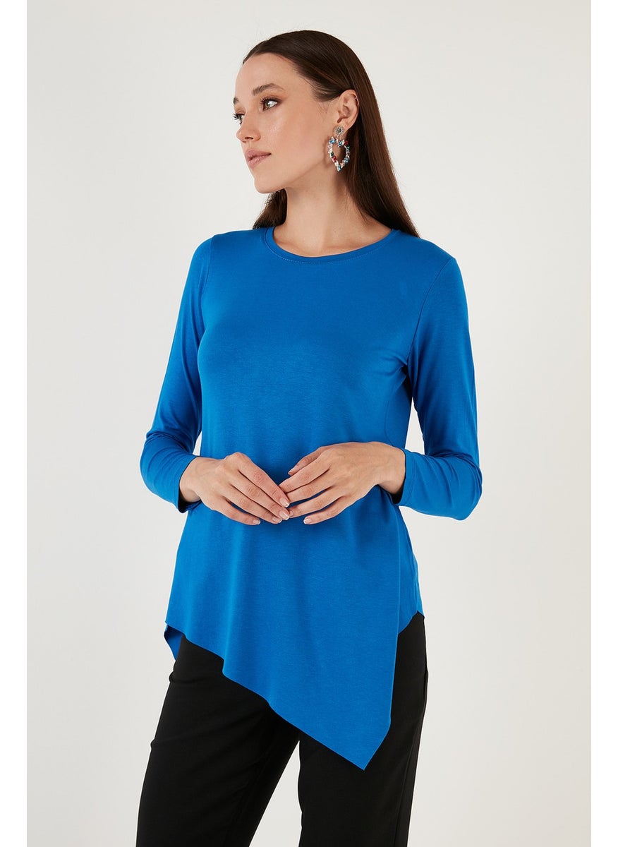 Asymmetrical Cut Crew Neck Blouse Women's Blouse 5863545