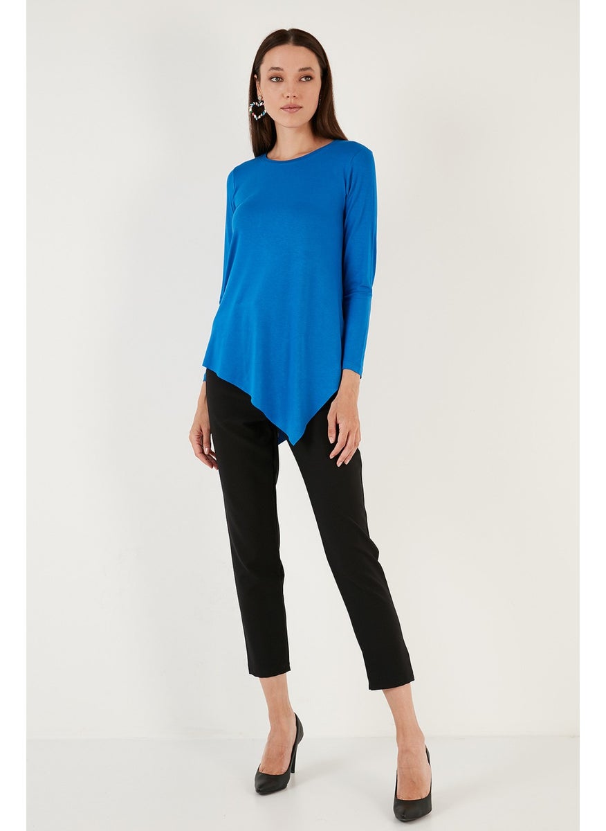 Asymmetrical Cut Crew Neck Blouse Women's Blouse 5863545