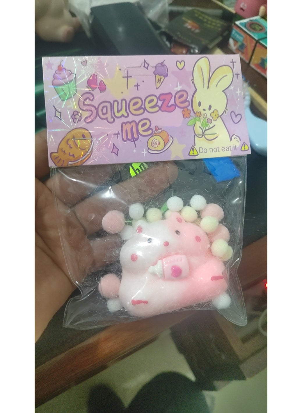 Cute Cartoon Mouse Squishy Toy Pink and white hamster