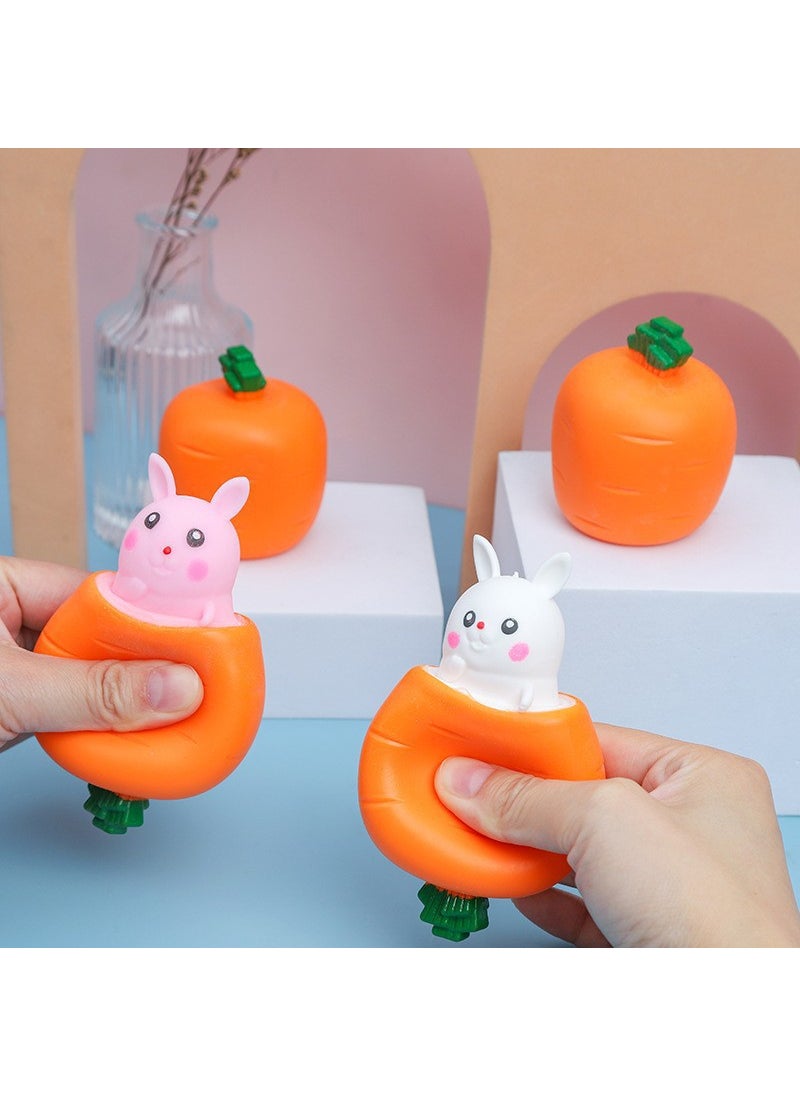 Shake the same paragraph squeeze Carrot Rabbit squeeze Cup pocket small animal pinch music decompression toy supply wholesale [Orange] White Rabbit Cup 1