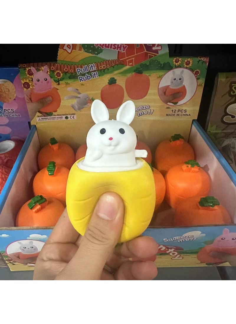 Shake the same paragraph squeeze Carrot Rabbit squeeze Cup pocket small animal pinch music decompression toy supply wholesale [Yellow] White Rabbit Cup 1