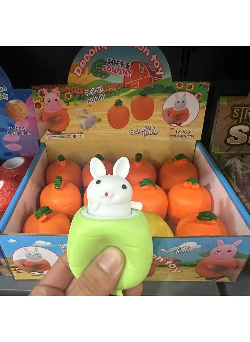 Shake the same paragraph squeeze Carrot Rabbit squeeze Cup pocket small animal pinch music decompression toy supply wholesale [Cyan] White Rabbit Cup 1