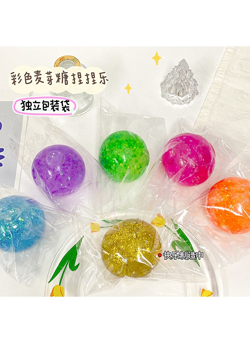 Maltose Stress Ball Squishy Toy for Kids [gold powder 6cm mixed color] maltose ball 1