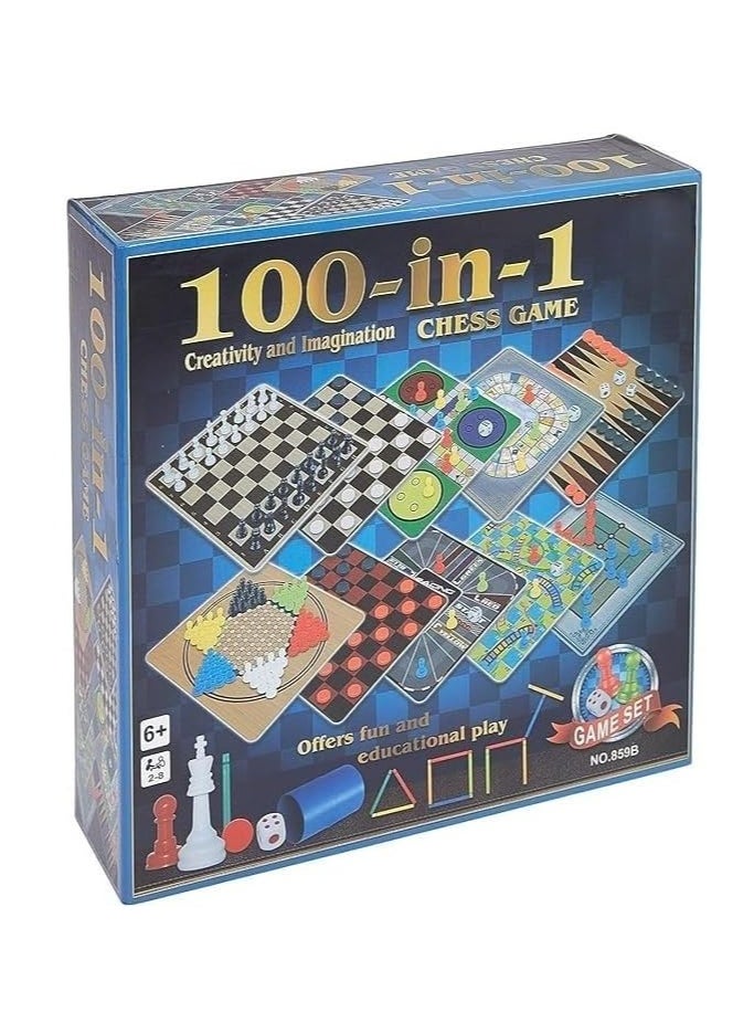 100 in 1 Classic Games Compendium of Classic Family Board Games Includes Chess, Draughts, Ludo Snake and Ladders, Fun & Educational Board & Card Games