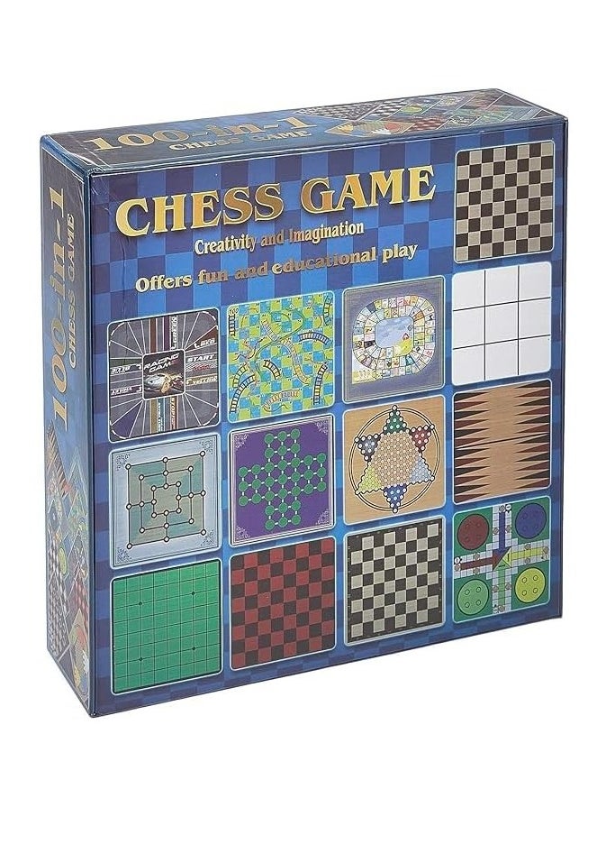 100 in 1 Classic Games Compendium of Classic Family Board Games Includes Chess, Draughts, Ludo Snake and Ladders, Fun & Educational Board & Card Games