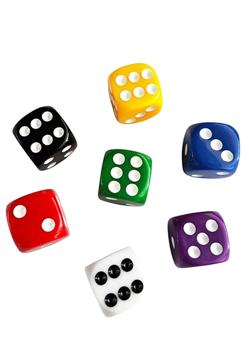 6 Sided Dice Set 16mm Acrylic Dice 7 Color for Playing Games Dice Games, Math Games, Party Favors, Toy Gifts or Teaching Kids Math Board Games, Activity, Party Favors 70 Pieces