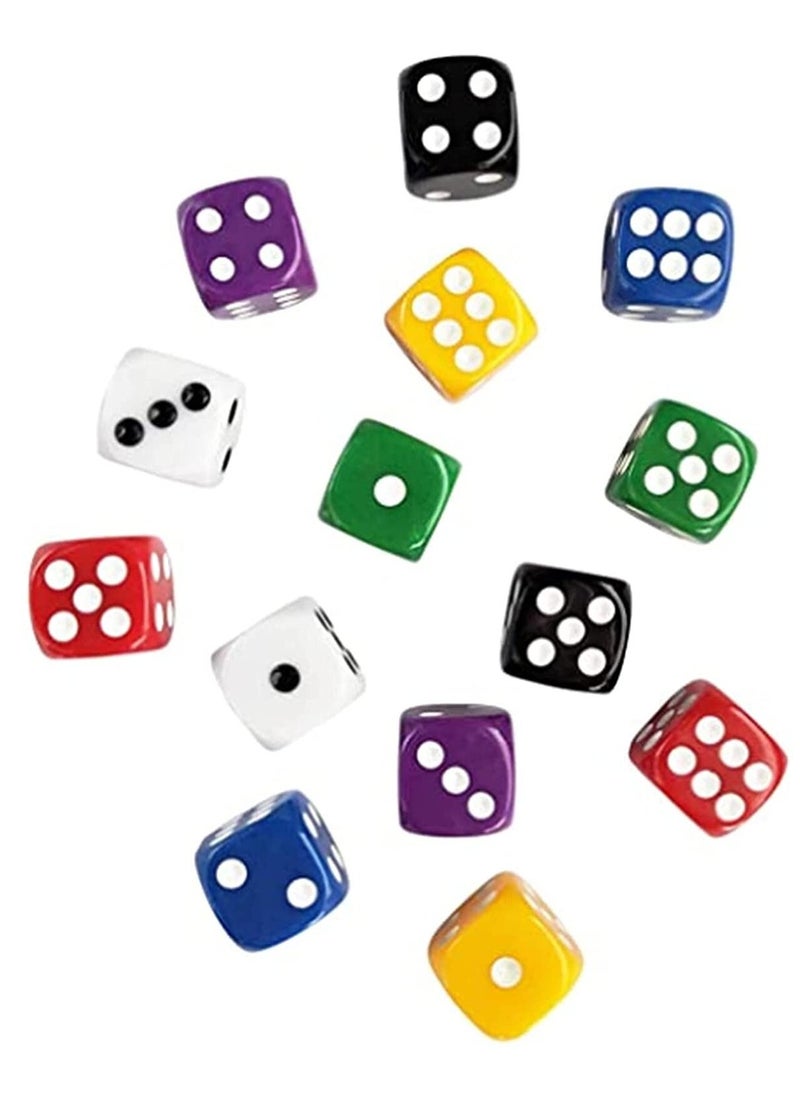 6 Sided Dice Set 16mm Acrylic Dice 7 Color for Playing Games Dice Games, Math Games, Party Favors, Toy Gifts or Teaching Kids Math Board Games, Activity, Party Favors 70 Pieces