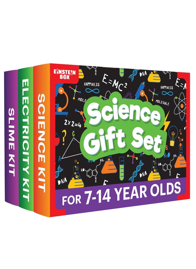 Einstein Box Science Gift Set 3-in-1 of Slime Kit + Science Kit + Electricity Kit | Gifts for 5, 6, 7, 8, 9, 10 and Above | Learning and Educational Toys for Boys & Girls | Rakhi Gift Ideas for Boys & Girls |