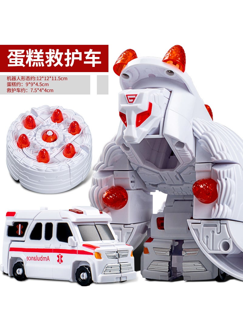 Boys Transformation Robot Dinosaur Car Toy JY675-23 magnetic deformation robot [cake ambulance]]