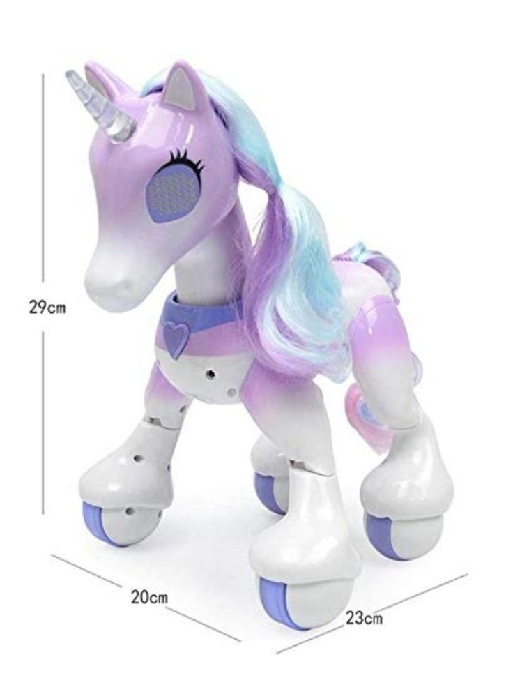 Intelligent Remote Control Pet Unicorn with Touch Nose Interaction Toy Blue