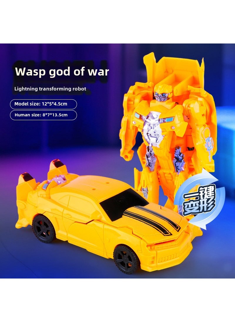 Trailer deformation robot creative one-step deformation childrens deformation car dinosaur Optimus Hornet model toy Wasp warrior 848A