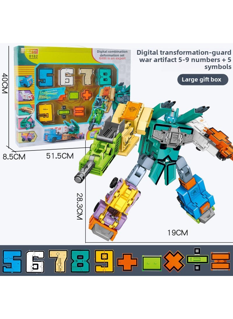 Large Digital Fit Deformation Toys Childrens Alphabet Assembled Robot Dinosaur King Kong Mecha Model Gift Box 8182 Digital Fit Deformed Mecha [5-9] Window Gift Box Edition