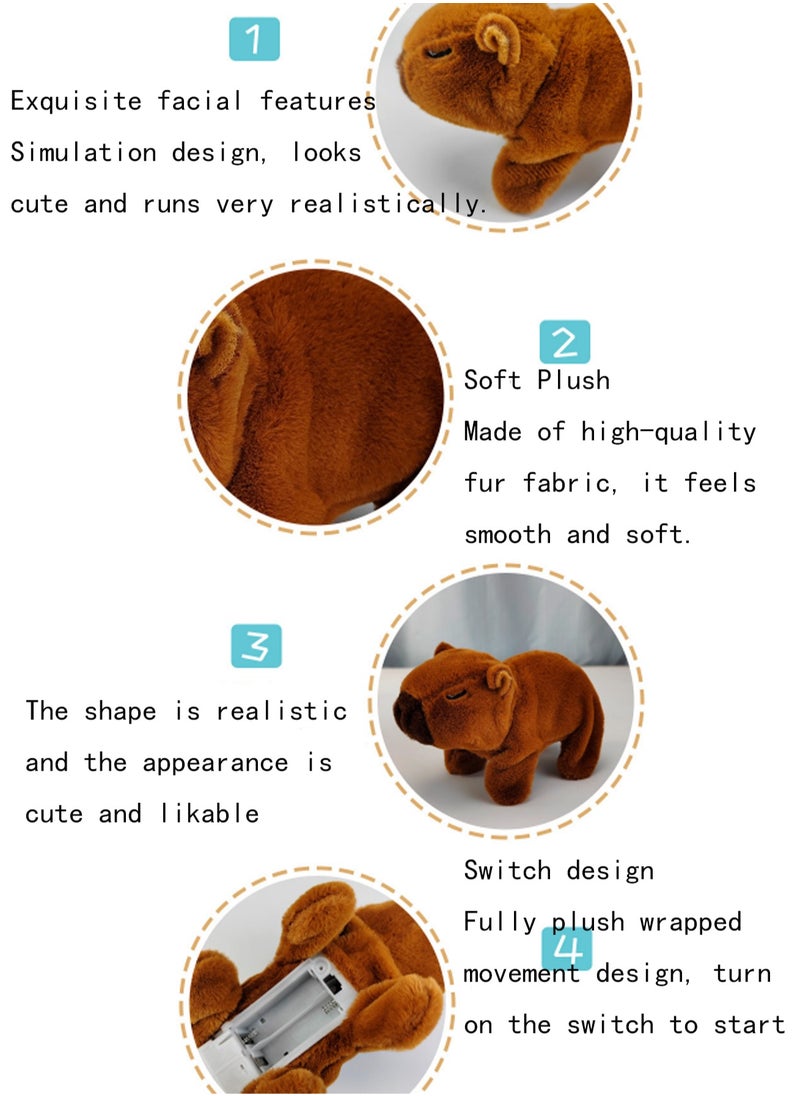 Electronic Plush Pet Capybara Simulates Barking, Walking, Interactive Toy Suitable for Kids and Infants