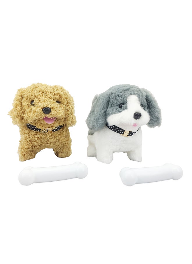 Galaxy B/O Dog Set with Pet House and Bone - Assorted 18 cm (Brown / Grey and White Dog Assortment) | Interactive Electronic Plush Pet | Perfect Gift for Kids