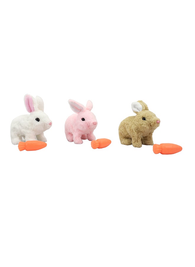 Galaxy B/O Rabbit Set with Pet House and Carrot - Assorted 18 cm (White / Pink / Beige Rabbit Assortment) | Interactive Electronic Plush Pet | Perfect Gift for Kids