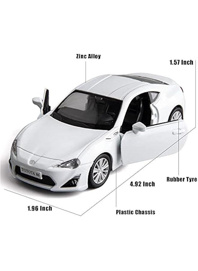 1:36 Diecasting Alloy Car Model Toyota 86 Toy Car, Pull Back Vehicles Toy Car for Toddlers Kids Boys Girls Gift White