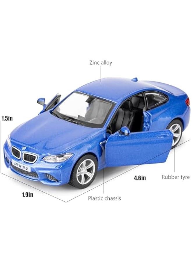 1:36 BMW M2 Toy Car, Diecast Pull Back Model Car, Collection Kids Toy for Aged 3 and up, Gift Blue