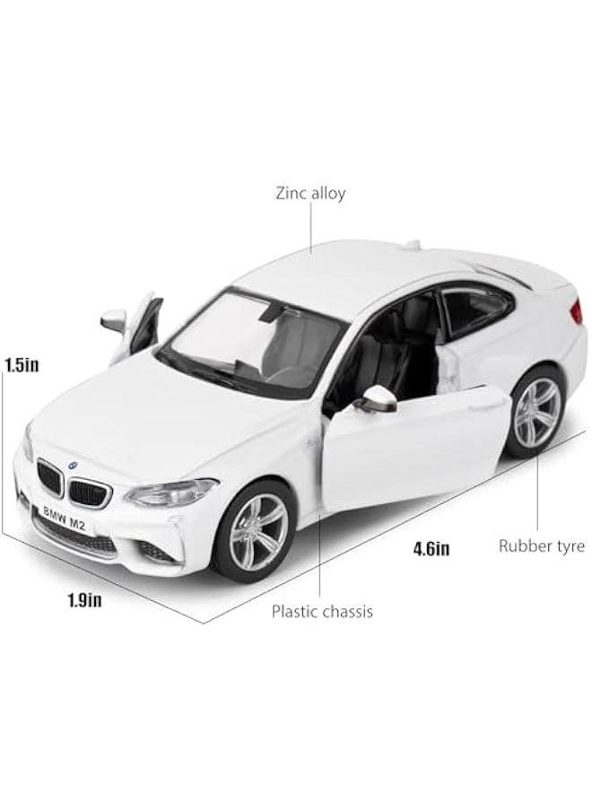 1:36 BMW M2 Toy Car, Diecast Pull Back Model Car, Collection Kids Toy for Aged 3 and up, Gift White