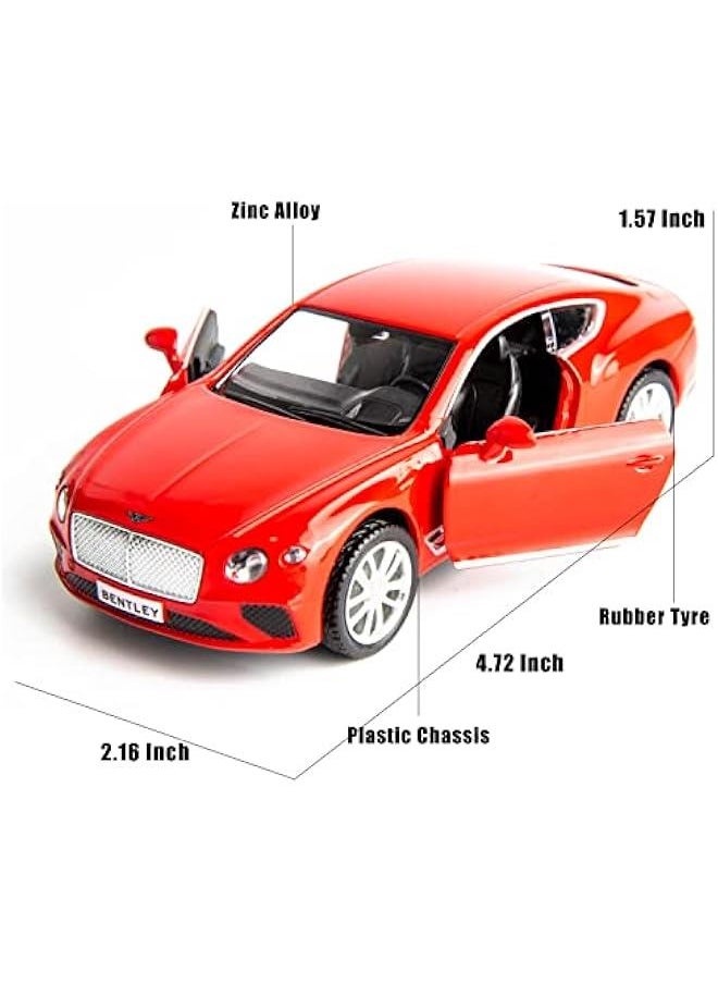 1:36 Diecasting Alloy Car Model Bentley Continental GT Toy Car, Pull Back Vehicles Toy Car for Toddlers Kids Boys Girls Gift Red