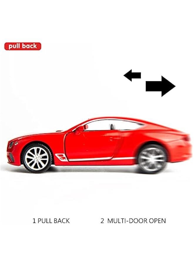 1:36 Diecasting Alloy Car Model Bentley Continental GT Toy Car, Pull Back Vehicles Toy Car for Toddlers Kids Boys Girls Gift Red