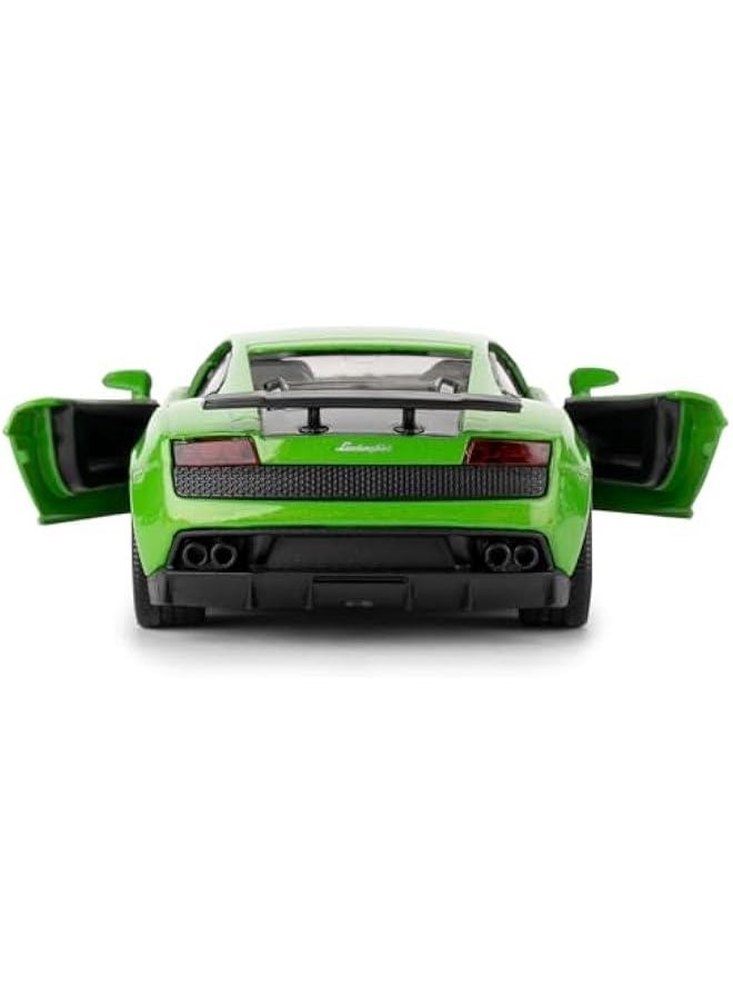 1:36 Lambor Gallardo Toy Car, Diecast Pull Back Model Car, Doors Open, Collection Kids Toy for Aged 3 and up, Gift Green