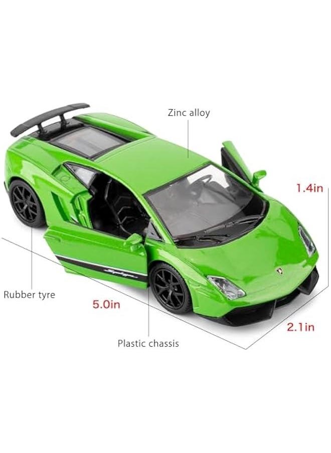 1:36 Lambor Gallardo Toy Car, Diecast Pull Back Model Car, Doors Open, Collection Kids Toy for Aged 3 and up, Gift Green