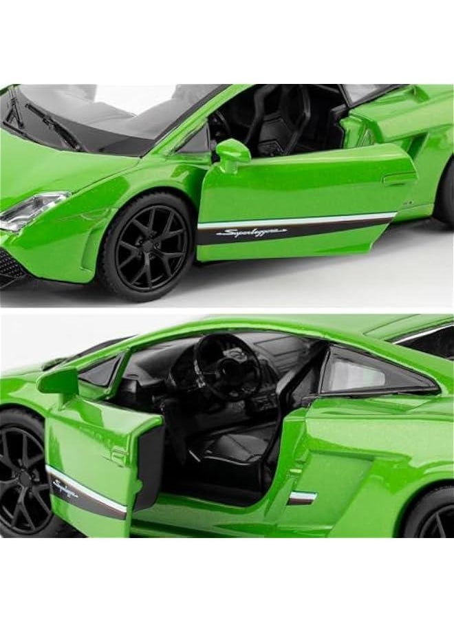 1:36 Lambor Gallardo Toy Car, Diecast Pull Back Model Car, Doors Open, Collection Kids Toy for Aged 3 and up, Gift Green