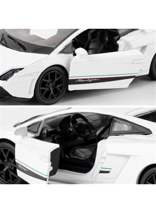 1:36 Lambor Gallardo Toy Car, Diecast Pull Back Model Car, Doors Open, Collection Kids Toy for Aged 3 and up, Gift White