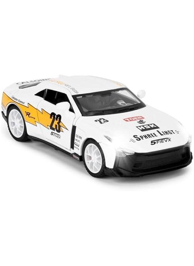 Compatible for 1:32 Nissan GTR50 Model Car, Diecast Collectible Pull Back Toy Car with Sound and Light for Adults Kids Boys Girls, Gift White