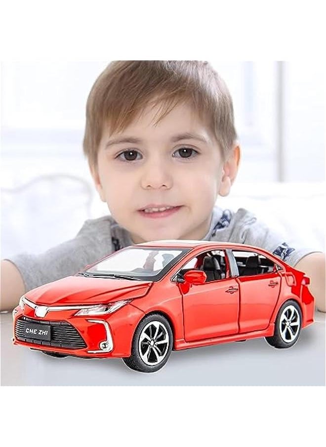 Compatible for 1:32 Corolla Model Car, Zinc Alloy Pull Back Toy Car with Sound and Light for Kids Boy Girl Red