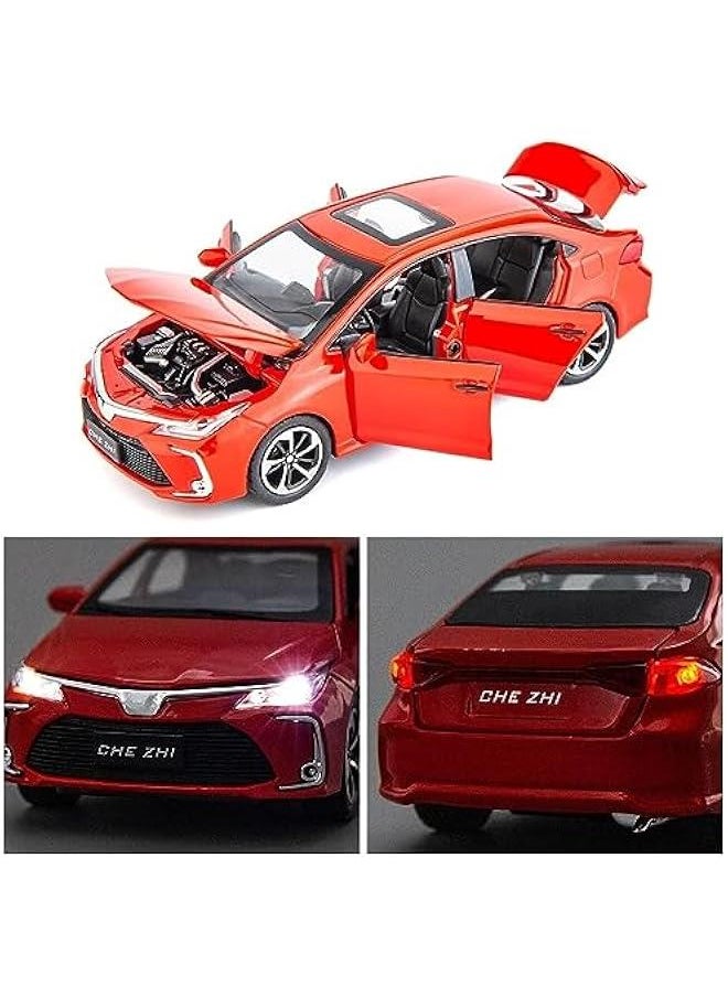 Compatible for 1:32 Corolla Model Car, Zinc Alloy Pull Back Toy Car with Sound and Light for Kids Boy Girl Red