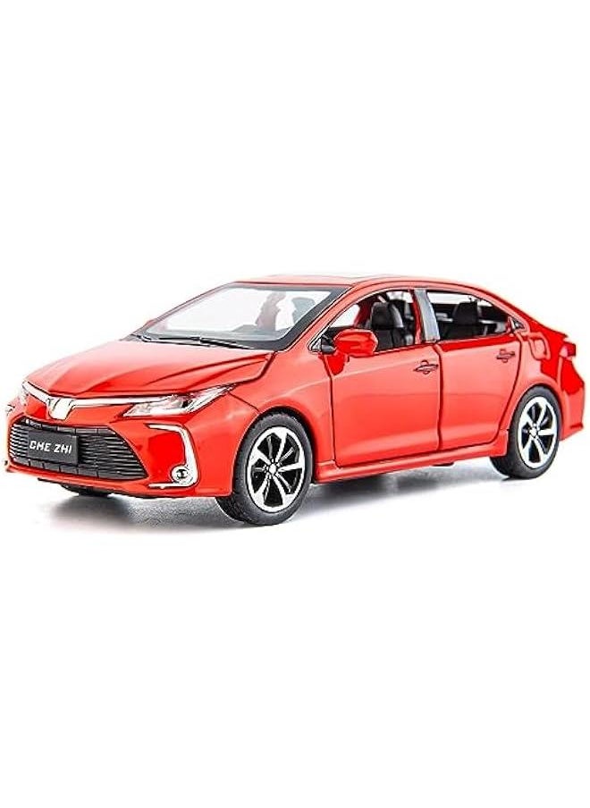 Compatible for 1:32 Corolla Model Car, Zinc Alloy Pull Back Toy Car with Sound and Light for Kids Boy Girl Red