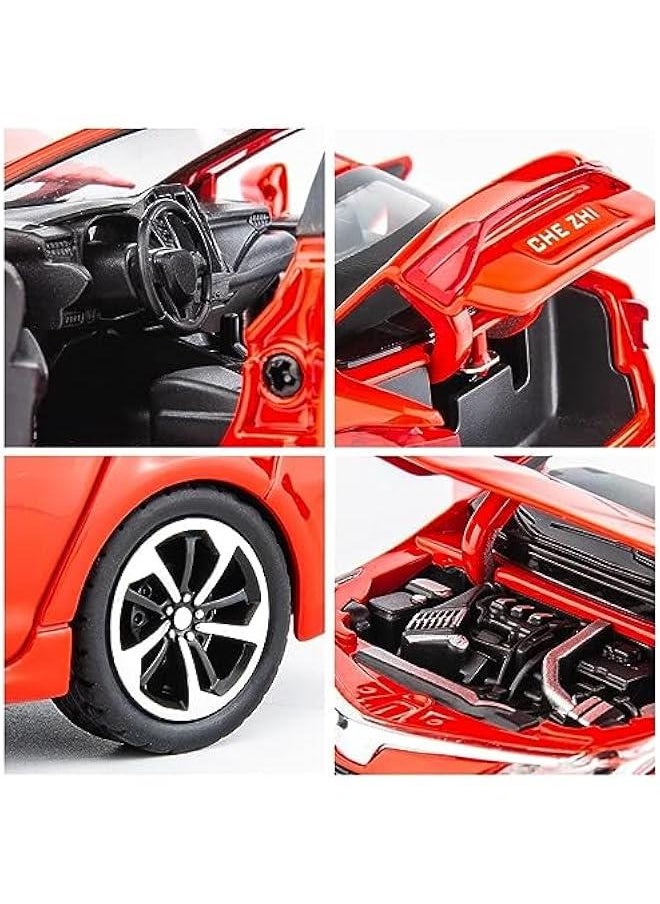 Compatible for 1:32 Corolla Model Car, Zinc Alloy Pull Back Toy Car with Sound and Light for Kids Boy Girl Red