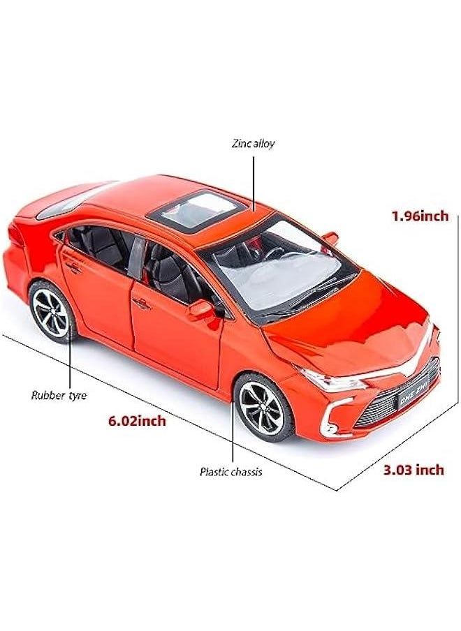 Compatible for 1:32 Corolla Model Car, Zinc Alloy Pull Back Toy Car with Sound and Light for Kids Boy Girl Red