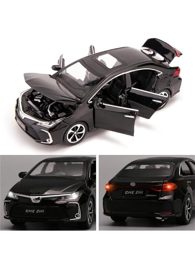 Compatible for 1:32 Corolla Model Car, Zinc Alloy Pull Back Toy Car with Sound and Light for Kids Boy Girl Black