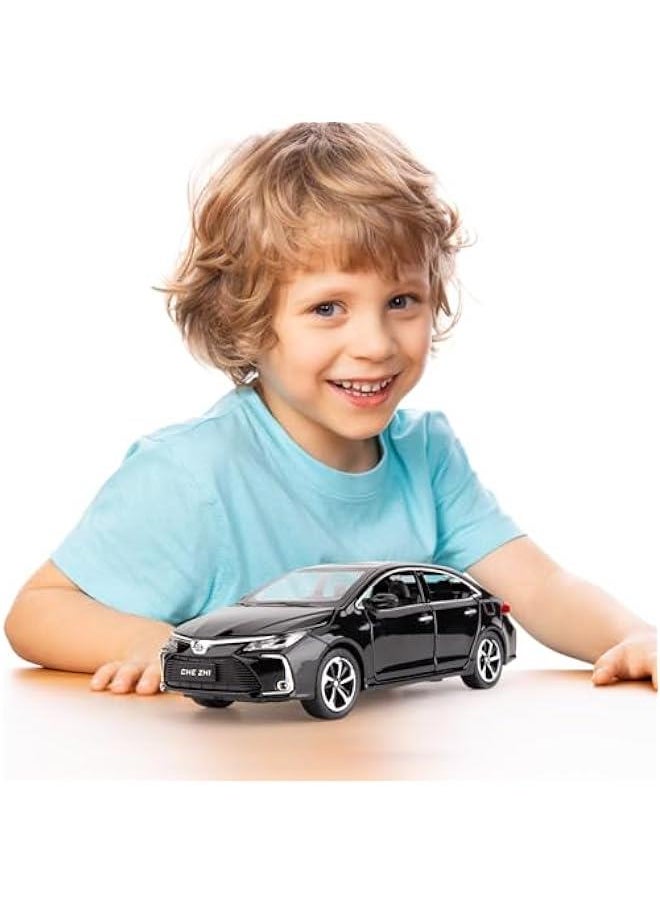 Compatible for 1:32 Corolla Model Car, Zinc Alloy Pull Back Toy Car with Sound and Light for Kids Boy Girl Black