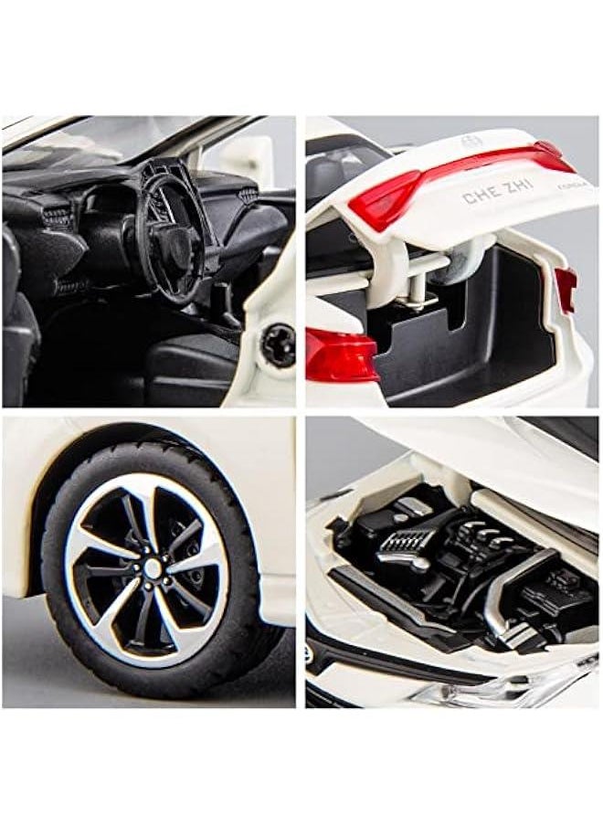 Compatible for 1:32 Corolla Model Car, Zinc Alloy Pull Back Toy Car with Sound and Light for Kids Boy Girl White