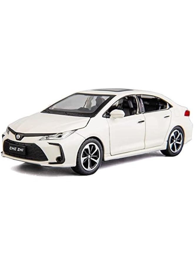 Compatible for 1:32 Corolla Model Car, Zinc Alloy Pull Back Toy Car with Sound and Light for Kids Boy Girl White