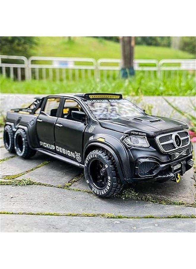 1:28 Pickup X-Class Model Car, Diecast Zinc Alloy Pull Back Toy Car with Sound and Light for Kids Boy Girl Black