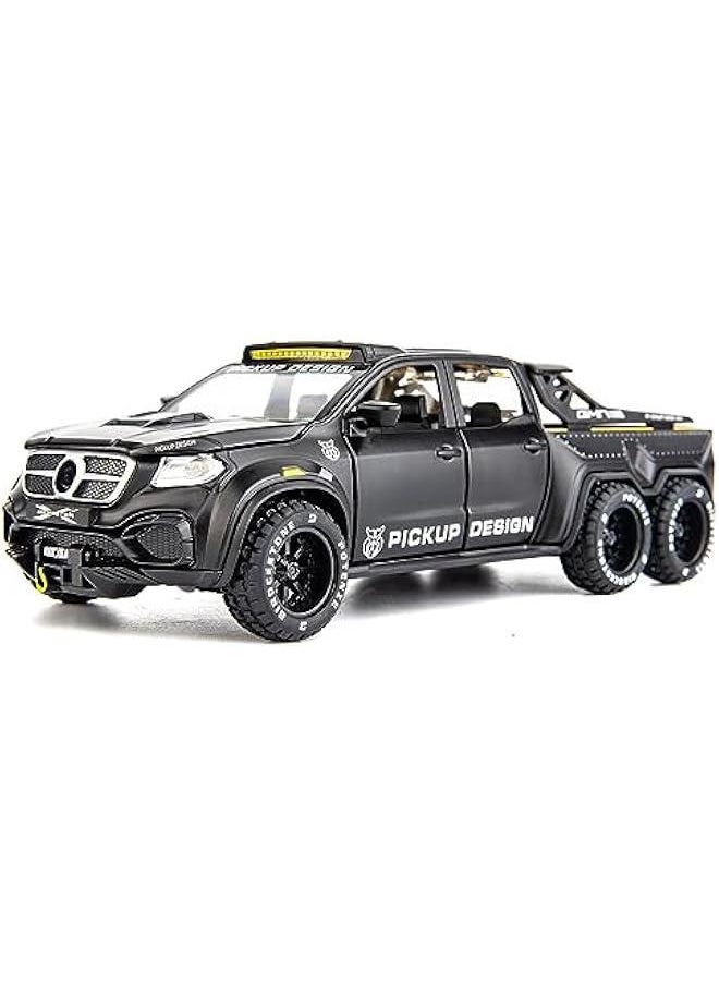 1:28 Pickup X-Class Model Car, Diecast Zinc Alloy Pull Back Toy Car with Sound and Light for Kids Boy Girl Black