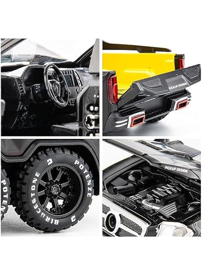 1:28 Pickup X-Class Model Car, Diecast Zinc Alloy Pull Back Toy Car with Sound and Light for Kids Boy Girl Black